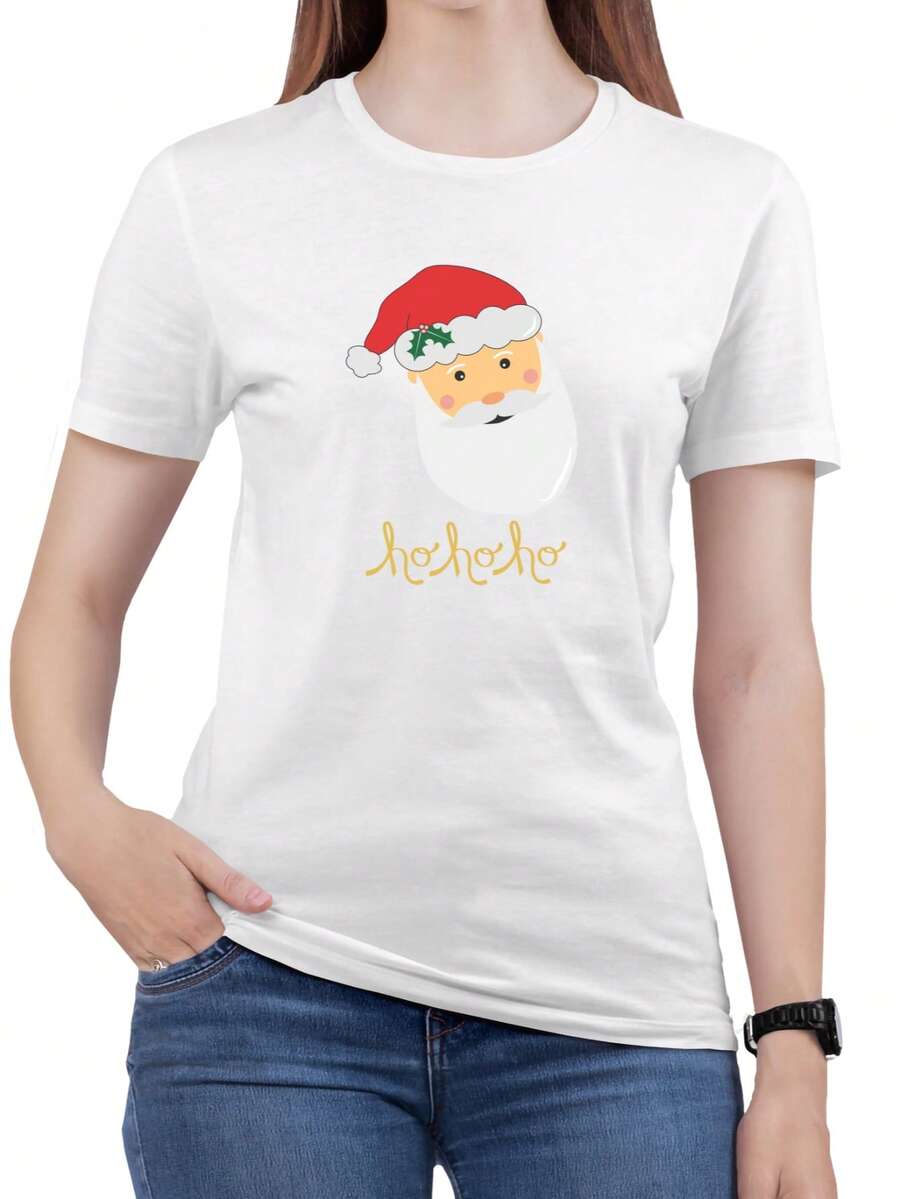 Camiseta Feliz Natal 100% Algodão Tshirt Feminina Barato E4 - Branco - Visão 1