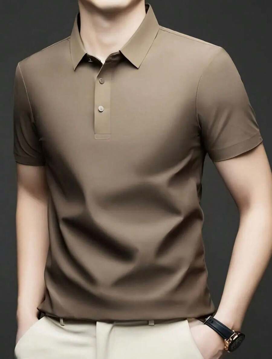 Men's Polo Shirt, Cool Mesh, Elastic Waistband - Rust Brown - View 1