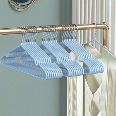 10pcs/20pcs Stainless Steel Thickened Non-Slip Drying Rack, Multi-Functional Household Adult Clothes Hanger, Home Clothes Rack, Adult Student Dorm Clothes Hanger, Iron Clothes Drying Rack, Floor Standing Bedroom