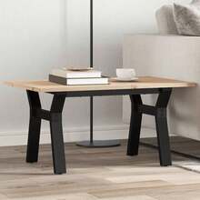 Coffee Table Y-Frame 80x50x40 Cm Solid Wood Pine And Steel - Brown - View 1