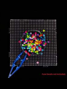 Pana-Beads 1pc/5pcs/10pcs 5mm 2.6mm Mini Fused Bead Board/Perler Bead Board/Transparent Plastic Bead Board, With Tweezers - Square Craft Board, Single Clip Design, Ideal For DIY Pixel Art Puzzles And Fused Bead Projects, Pixel Art And Puzzles, Craft Enthusiasts And Hobbyists. - Multicolor - View 2