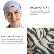 Bamboo Cotton Liner Chemo Headwear For Womenwith Silky Scarfs For Cancer Hair Loss Sleep Caps Beanie,OneSize,Gray - xám - Xem 4