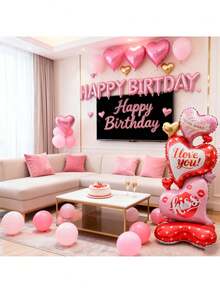 150cm Oversized Vertical Heart Shaped Balloon, Layered & Criss-Cross Design - Pink & Gold Letter And XOXO Kiss Print Pattern - Suitable For Valentine's Day, Wedding, Birthday, Anniversary - No Power Needed, Wedding & Valentine's Day Balloon - Multicolor - View 6
