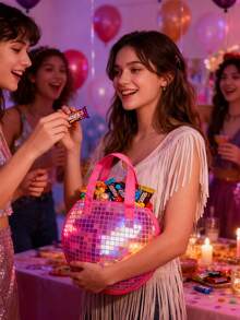 3/6/12 piezas Bolsas de regalo de fiesta de discoteca Bolsas de obsequios con bola de discoteca Bolsas de tela Suministros de los años 70 y 80 para decoración de despedida de soltera, cumpleaños, boda, baby shower - Multicolor - Ver 1