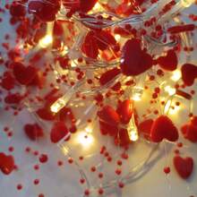 Heart Shaped LED String Lights, Decorative Lights For Valentine's Day, Wedding, Party - Red - View 8