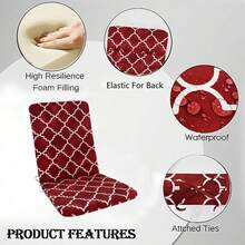High Back Outdoor Chair Cushions-Water Proof Patio Dining Chair Cushions, Removable Machine-Washable Cover For Camping Beach Picnic Travel 17.72*41.34*1.97in - 黑與白 - 查看 5
