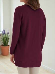 Suéter Cardigan Dama Comodo De Moda #SensaciónDelujo #EstiloRomanticoDeSanValentín - Vino - Ver 2