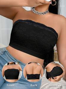 Plus Size Comfortable Side Buckle Lace Patchwork Wireless Bra