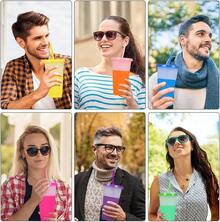 30 Piezas Vasos Mágicos con Purpurina de 710 ml que Cambian de Color al Contacto con Frío, con Tapa y Popote Reutilizable, Vasos de Plástico de Grado Alimenticio, Ideales para Fiestas, Hogar, Oficina y Eventos – Diseño Antideslizante, Duradero y Fácil de Limpiar - Multicolor - Ver 7