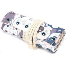 Cortina para bolígrafos, rollo de lápiz, plegable, lavable, portalápices, organizador, estuche enrollable, estuche para lápices, bolsa de almacenamiento para el hogar, para viajar, para la - 1 - Ver 5