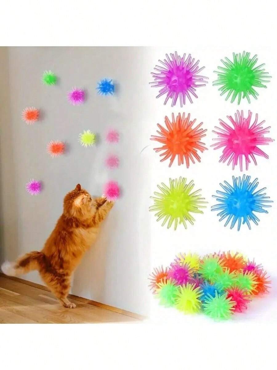 Self-Entertaining Cat Toy Balls In Random Colors, Automatically Rolling, Bouncy Balls For Kittens For Stress Relief And Exercise, Interactive Play Balls, Colorful Balls As Climbing Wall Toys, Cat Balls, Playful Design, Cat Enrichment, Fun Pet Accessories, Sturdy Construction, For Cat Owners