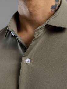 Men's Kit: Short-Sleeved Shirt With Italian Collar And Plain Shorts. Premium Set, Comfortable, Lightweight And Cool, Perfect For Summer, New Year's Eve And Christmas. - 綠色 - 查看 3