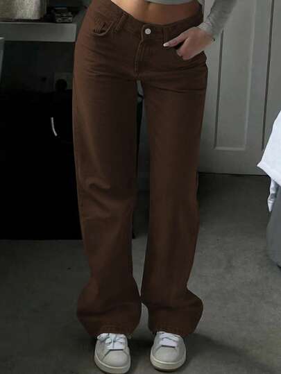 European And American New Popular Four-Season Simple Basic Versatile Relaxed Feeling Women's Straight Jeans