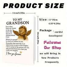 بطاقة تهنئة حفيد مؤثرة مع مغلف (11 سم * 16 سم) - "لحفيدي مع أطيب الأمنيات" تصميم، مشهد ملهم مع أسد ذو أجنحة، مثالية للعائلة والحفيد، مناسبة للتشجيع والتقدير، بطاقة تهنئة | بطاقة تشجيع الحفيد | بطاقة ترحيب ورقية - متعدد الألوان - مشاهدة 2