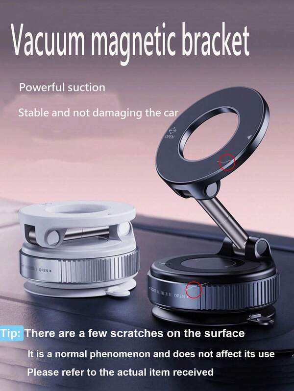1pc Vacuum Suction Magnetic Car Phone Holder, Dashboard Mounted Vacuum Strong Suction Attachment