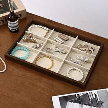 1pc Walnut Color Jewelry Organizer Tray, Necklaces Rings Jewelry Display Holder Tray, Gift For Girls Organizer Storage Box Travel Gifts - Walnut Tray - View 24