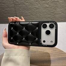 [Popular] Apple 17 Minimalist Case, Premium Diamond Quilted Leather, Phone 17 Case, Compatible With Phone 16 Pro Max/16/15 Pro/14/14 Pro/13 Pro, Shockproof Bumper Phone Cover, Drop And Scratch Protection