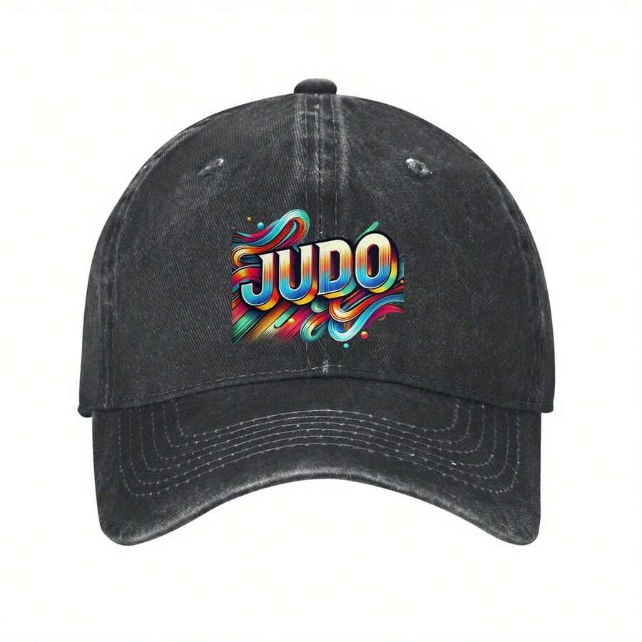 Vibrant JUDO Baseball Cap - Adjustable Dad Hat For Men & Women, Black With Colorful Swirling Design, Perfect For Running, Workouts & Outdoor Activities, Outdoor Headwear|  Baseball Cap| Polyester Cap - 綠色 - 查看 1