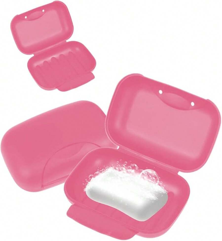 VIBES 2 Jaboneras de Viaje - Set de Caja Jabonera Sellada a Prueba de Fugas, Portaón Portátil y Duradero, Soap Cover para Baño, Ducha, Maleta de Gym o Equipaje, Oficina (Rosa) - Rosa - Ver 1