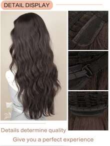 24 英寸长波浪 13x4 蕾丝前假发，黑棕色合成蕾丝前假发，耐热纤维头发顺滑直发假发，适合女性角色扮演、派对、自然日常发型