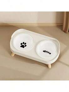 双层宠物喂食器，猫狗二合一喂食碗，塑料/不锈钢/陶瓷材质可选，颈部保护防噎食碗，适用于小型/中型犬猫 - 彩色 - 查看 8