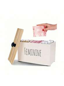 Tampon Holder Storage For Bathroom, Feminine Wood Container Box, Women Product Organizer, Farmhouse Décor, Pad Storage Container Box, Rustic Accessories (White) - trắng - Xem 7