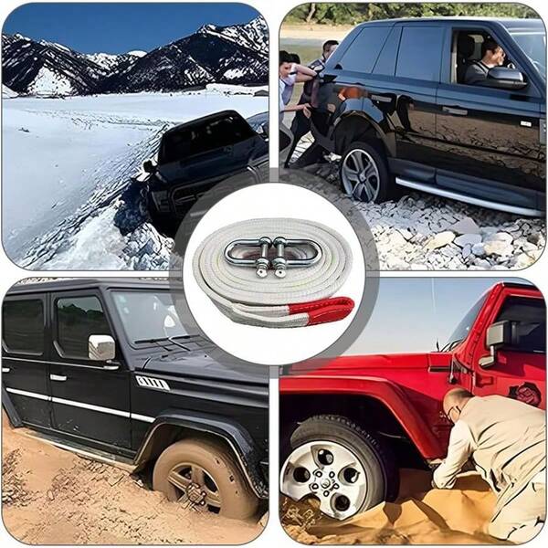 Duty Tow Strap With Hooks – 10 Ton Recovery Tow Rope With Reinforced Loops, Safety Reflective Strip &Amp; Storage Bag – ...