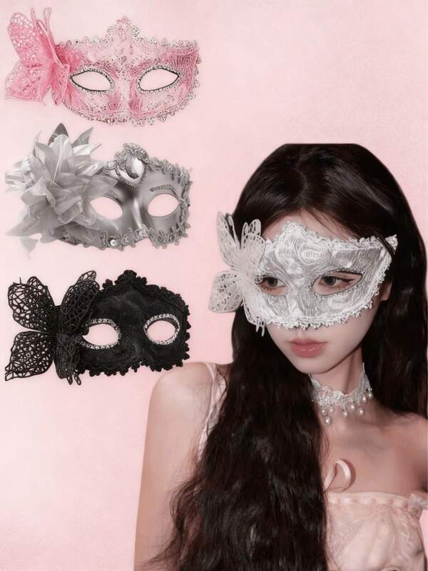 1 Stück Festivalmasken-Prinzessinnenmaske - Erwachsenen-Party-Halbgesichtsmaske für Frauen, weiße Feder-Halbgesichtsaugenmaske als Requisite