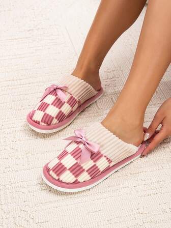 Minimalistiska moderutiga, randiga, vertikalt randiga rosetttofflor, mjuka inomhusgolvtofflor för sovrum, tysta och avslappnade för höst/vinter, alla hjärtans dag-present till kvinnor och män