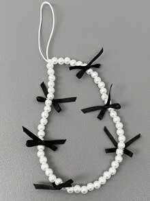 Pink Bow Pearl Charm Bracelet - 3 Bow Design - Phone Case Accessory - Plastic Material - Multicolor - View 8