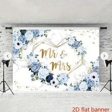 Banner phẳng 2D - Nền ren hoa hồng trắng xanh thanh lịch - Hoàn hảo cho đám cưới - 1 mặt hàng - Xem 6