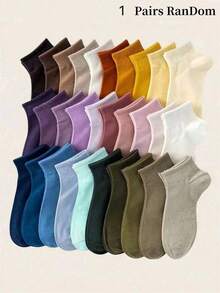 1/20 pares de calcetines cortos casuales de punto plano y coloridos para mujer, cómodos y versátiles para deportes al aire uso diario, regalo de Navidad - Multicolor - Ver 9