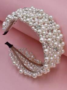 1pc Minimalist Headband, Elegant Pearl Headband For Daily Wear, Handmade Luxurious Accessory For Wedding, Party, Women Head Accessories Hairband - trắng - Xem 4