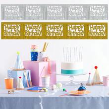 PET Shiny Square Hollow-Out Banner - Rain Curtain Banner & Alphabet Streamer For Birthday Party & 1st Birthday Kids' Setup - Multicolor - View 6
