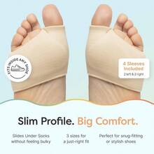 Metatarsal Pads Men And Women - Ball Of Foot Cushions Sesamoiditis, Metatarsalgia, Morton's Neuroma - 2 Pairs Fabric Sleeves With Gel Inserts Medium, Beige - 米色 + 小號 - 查看 4