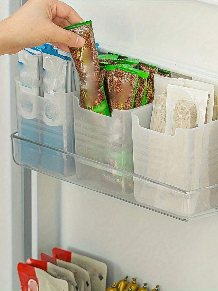 6个透明冰箱门收纳盒 - 侧门整理盒,非常适合存放零食、水果、酱料和饮料 | 节省空间的冰箱和冷冻室收纳方案,厨房台面必备 - 彩色 - 查看 1