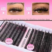 GSYY Cluster Lashes 280 Pcs Lash Clusters D Volume Eyelashes Extensions 9-16 Mm Mix 40D+50D Indidual Lashes Thin Band Eyelashes Cluster For DIY Lash Extension Beginners Applican In Beauty Salon And He Use With High  Look And Ea Applican - L - View 3