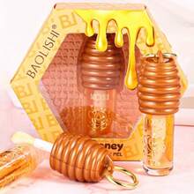 Gloss Labial Hidratante Honey Lip Oil 3,5ml  Jojoba + Vitamina E | Brilho Natural, Primer, Antirressecamento - Qiu presentes - Mel - Visão 1