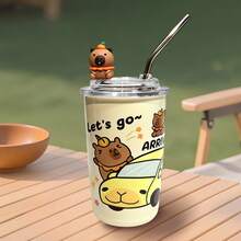 Vaso Capibara de Acero Inoxidable con Pajita y Tapa Transparente - Marfil - Viajes con capibaras - Ver 15