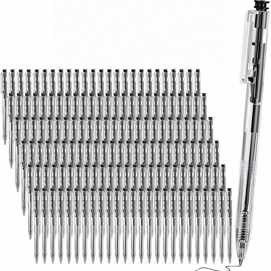 12Pack Ballpoint Pens Bulk Ink Medium Point Retractable Rollerball Pens Smooth Writing Quick Dry No Smudge For Office, School, Journaling Medium Tip Ball Pen Set (Black,0.7 Mm)