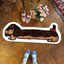 1pc Plush Dachshund Rug, Soft & Comfortable Faux Wool Material, 1200g/Sqm, TPR Non-Slip Backing, Suitable For Bedroom, Living Room, Indoor Home Decor, Christmas Gift, Adorable Pet Dog Rug, Non-Slip & Machine Washable! - Multicolor - View 2