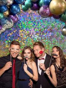 1/2件装银箔流苏帘，银色金属丝背景幕布，适用于生日、婚礼、迎婴派对、单身派对、各种派对、70年代、80年代、90年代主题迪斯科派对装饰用品、返校季情人节 - 彩色 - 查看 5