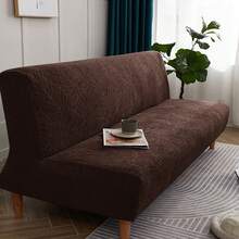 1pc Classic Solid Color Jacquard Floral Sofa Cover, Bohemian Style Solid Color Sofa Slipcover, Pet Scratch Resistant Sofa Cover, Suitable For Straight Armless Sofa, All Season Use, Suitable For Home, Hotel, Party, Cafe, Restaurant Decor