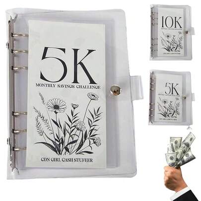 12-Month Envelopes Money Saving Challenge Binder,Savings Binder, Budget Binder With Cash Envelopes, Easy And Funny Way To Save 5K/10K Dollars, Money Binder For Cash Saving (5K){Inchstyleinch:Inch5Kinch}