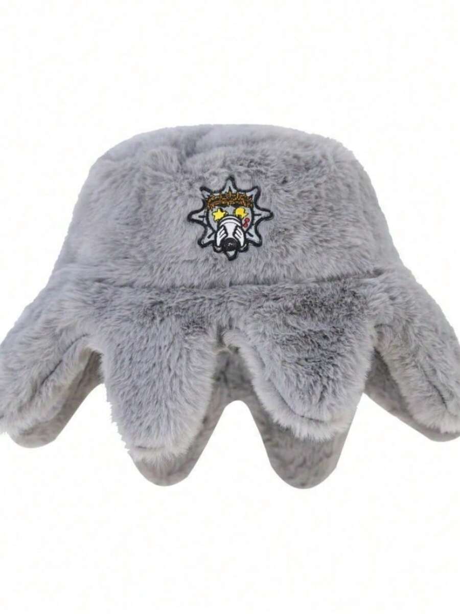 New European And American  Fashion Bucket Hat Retro Autumn And Winter Warm Rabbit Fur Octopus Hat Casual Hat - Grey - View 1