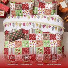 Quilt Size - Red Quilts Size Bed, Multicolor Patchwork Printed Pattern Bedding, Soft Lightweight Coverlet Bedspread 90 Inchx96 Inch - 00 - Christmas Red + Queen / Full - View 4