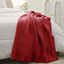 Chenille Knit Throw Blanket Couch, Cozy Texture Decorative Soft Blanket Sofa Chair, 50 Inchx60 Inch, Red - Christmas Red + 50'' X 60'' - View 5