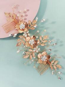 1 pieza Diadema de aleación de hierro vintage de doble diente, adecuada para todas las estaciones, accesorio de cabello de boda estilo europeo