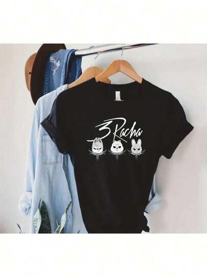 Men's Fashion Print Casual T-Shirt SKZOO Stray 3racha Concert Graphic T-Shirt Cotton Ultra-Soft Breathable Unisex Crew Neck Tee With Bangc Know IN Felix Cgbin Rabbit Design Casual Short Sve Shirt For SKZOO Fans Men Size S-3XL Patterned Printed Short Sleeved Top T-Shirt