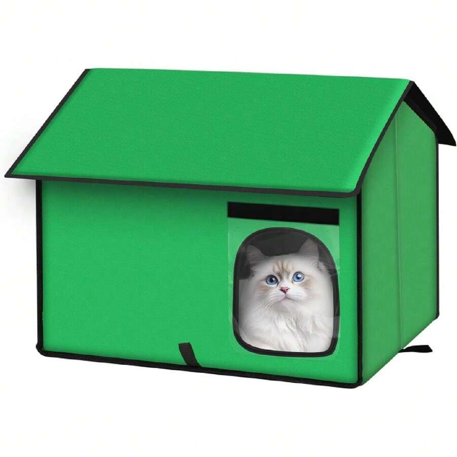 Outdoor Pet Shelter, Waterproof Portable Cat House, Collapsible Indoor Kennel With Window For Small Dogs, Rabbits, Cats (Green, L With Escape Door Design),28012911 - Army Green - View 1